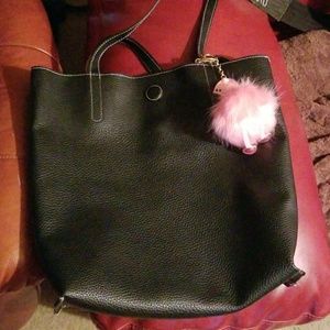 Reversible purse with flamingo key chain